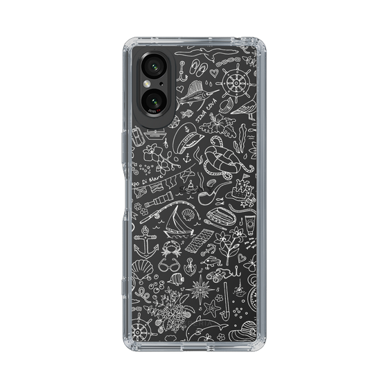 Slim Protection Case［ SINA COVA - Marine Line Art - White ］