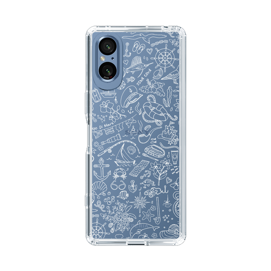 Slim Protection Case［ SINA COVA - Marine Line Art - White ］
