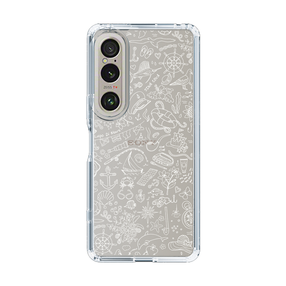 Slim Protection Case［ SINA COVA - Marine Line Art - White ］
