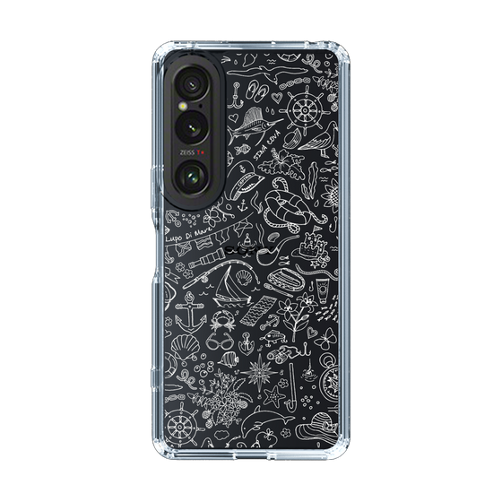 Slim Protection Case［ SINA COVA - Marine Line Art - White ］