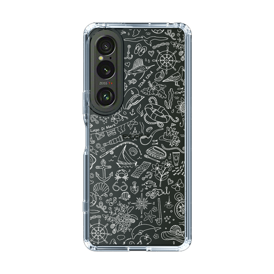 Slim Protection Case［ SINA COVA - Marine Line Art - White ］
