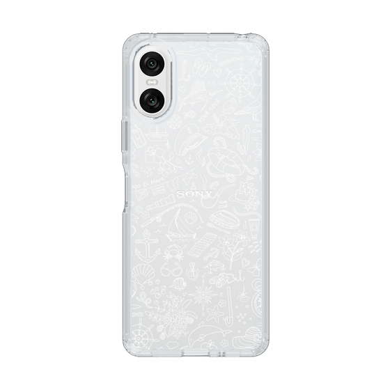 Slim Protection Case［ SINA COVA - Marine Line Art - White ］