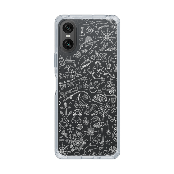 Slim Protection Case［ SINA COVA - Marine Line Art - White ］