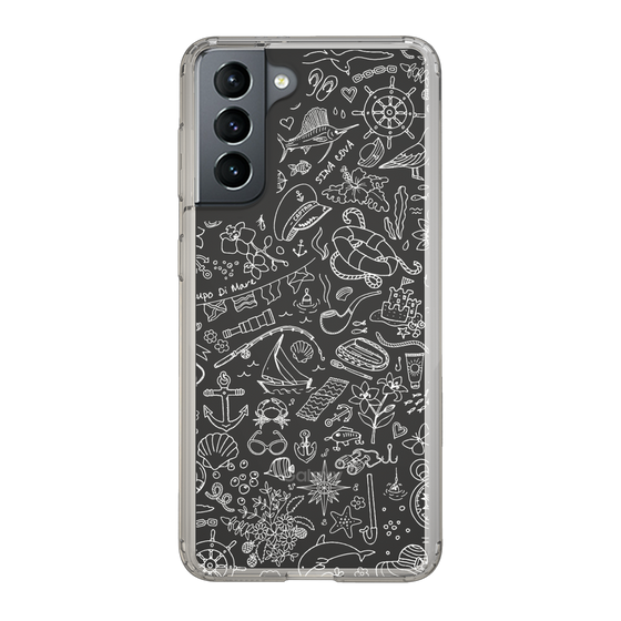Slim Protection Case［ SINA COVA - Marine Line Art - White ］