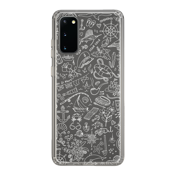Slim Protection Case［ SINA COVA - Marine Line Art - White ］
