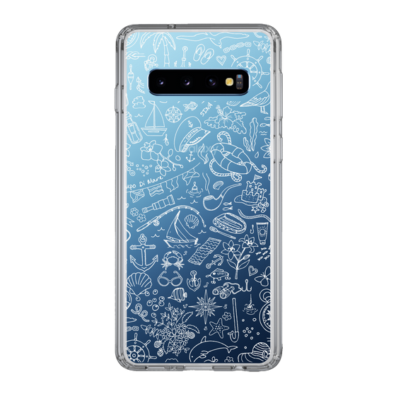 Slim Protection Case［ SINA COVA - Marine Line Art - White ］