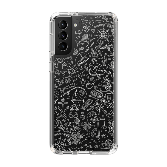 Slim Protection Case［ SINA COVA - Marine Line Art - White ］