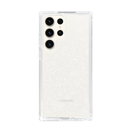 Slim Protection Case［ SINA COVA - Marine Line Art - White ］