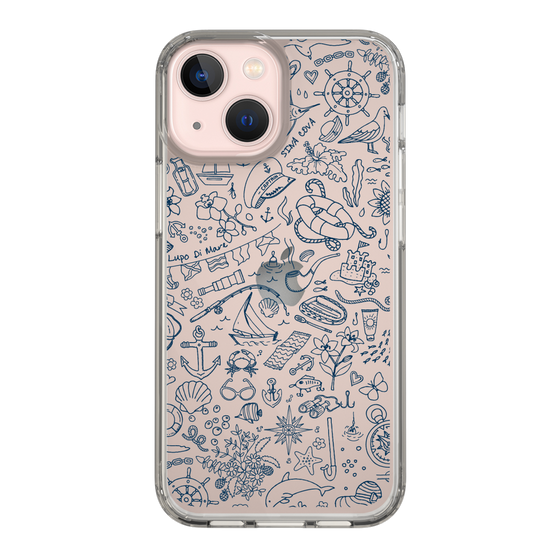 Slim Protection Case［ SINA COVA - Marine Line Art - Navy ］