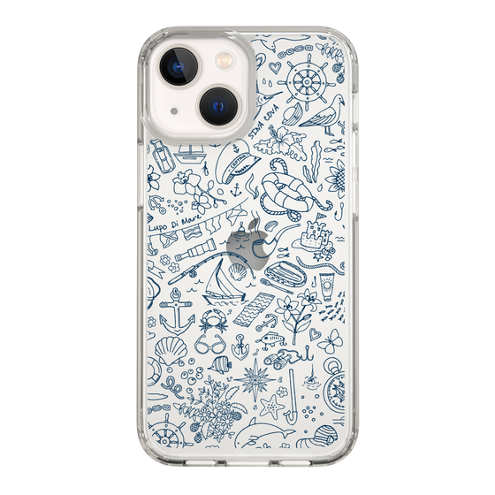 Slim Protection Case［ SINA COVA - Marine Line Art - Navy ］