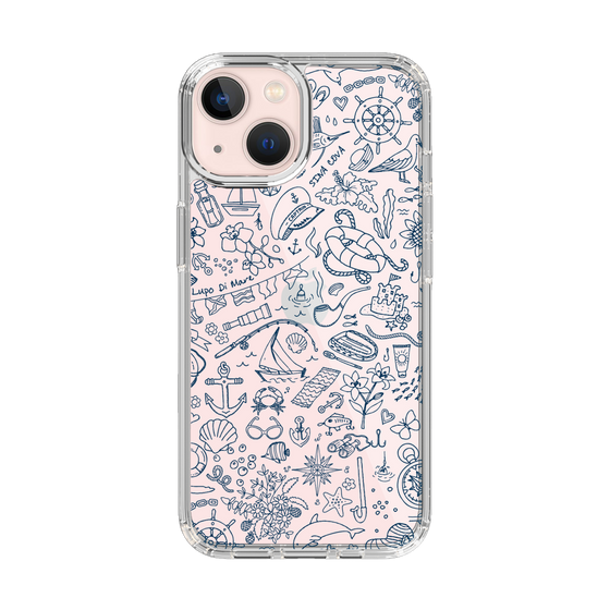 Slim Protection Case［ SINA COVA - Marine Line Art - Navy ］