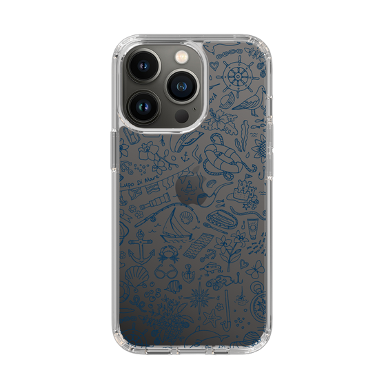 Slim Protection Case［ SINA COVA - Marine Line Art - Navy ］