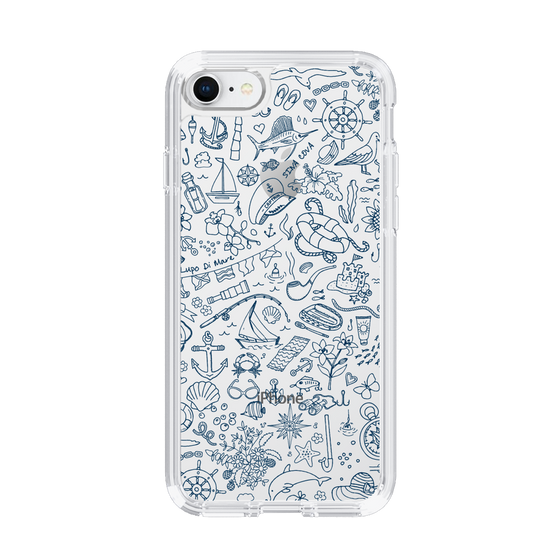 Slim Protection Case［ SINA COVA - Marine Line Art - Navy ］