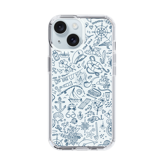 Slim Protection Case［ SINA COVA - Marine Line Art - Navy ］