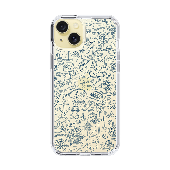 Slim Protection Case［ SINA COVA - Marine Line Art - Navy ］