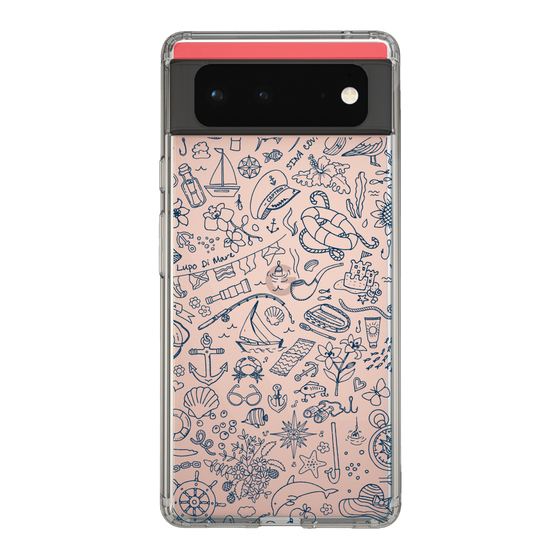 Slim Protection Case［ SINA COVA - Marine Line Art - Navy ］