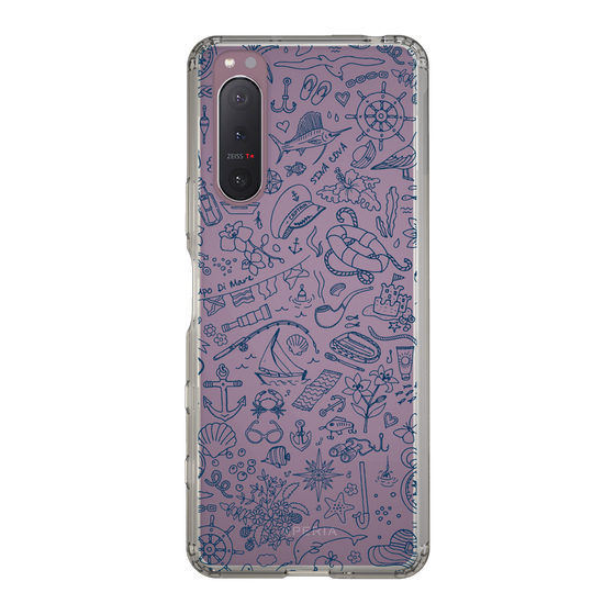 Slim Protection Case［ SINA COVA - Marine Line Art - Navy ］