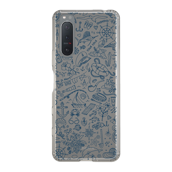 Slim Protection Case［ SINA COVA - Marine Line Art - Navy ］