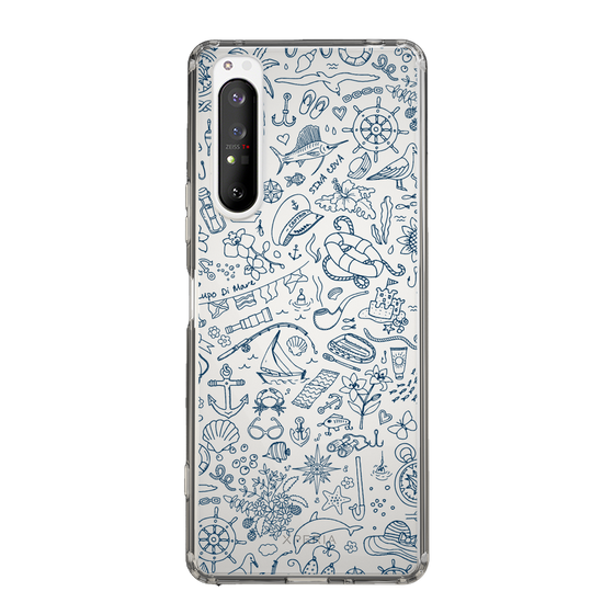 Slim Protection Case［ SINA COVA - Marine Line Art - Navy ］