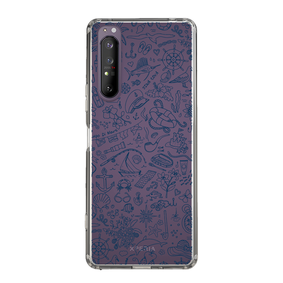 Slim Protection Case［ SINA COVA - Marine Line Art - Navy ］