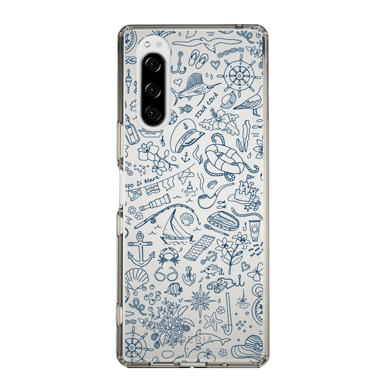 Slim Protection Case［ SINA COVA - Marine Line Art - Navy ］