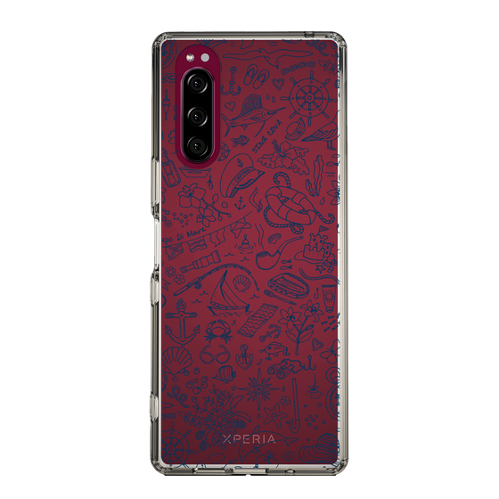 Slim Protection Case［ SINA COVA - Marine Line Art - Navy ］