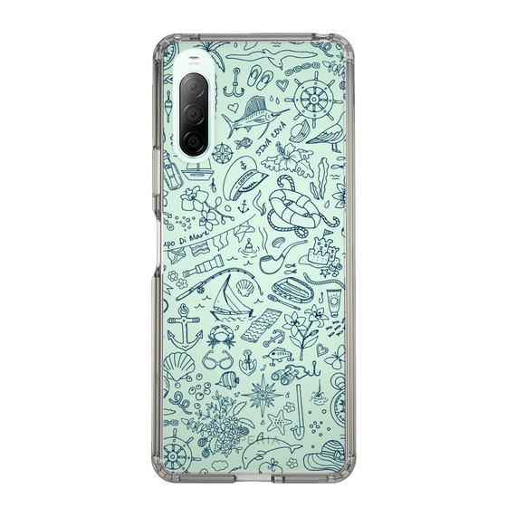 Slim Protection Case［ SINA COVA - Marine Line Art - Navy ］