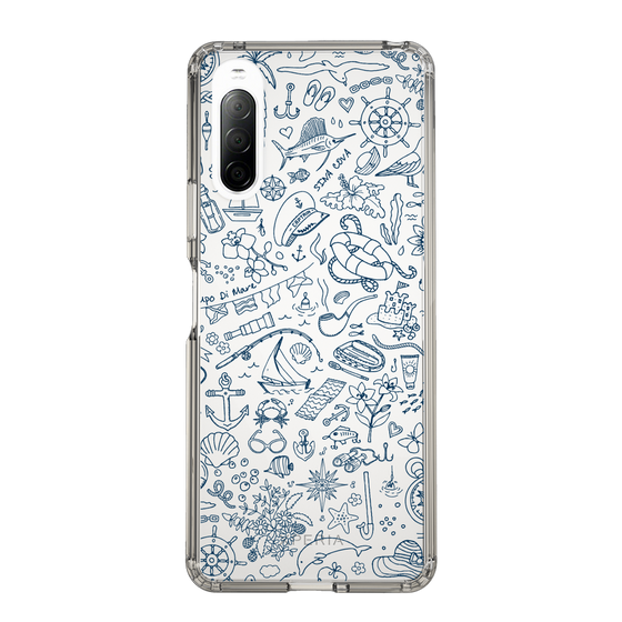 Slim Protection Case［ SINA COVA - Marine Line Art - Navy ］