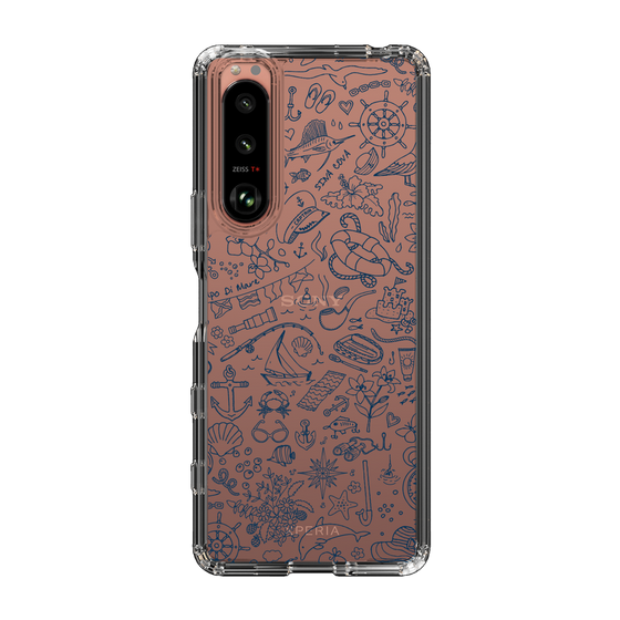 Slim Protection Case［ SINA COVA - Marine Line Art - Navy ］