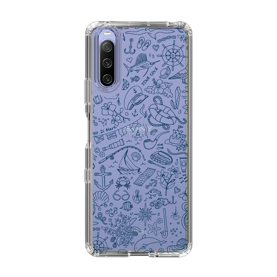 Slim Protection Case［ SINA COVA - Marine Line Art - Navy ］