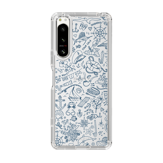Slim Protection Case［ SINA COVA - Marine Line Art - Navy ］