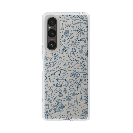 Slim Protection Case［ SINA COVA - Marine Line Art - Navy ］