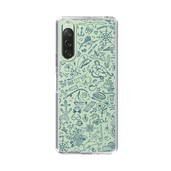 Slim Protection Case［ SINA COVA - Marine Line Art - Navy ］