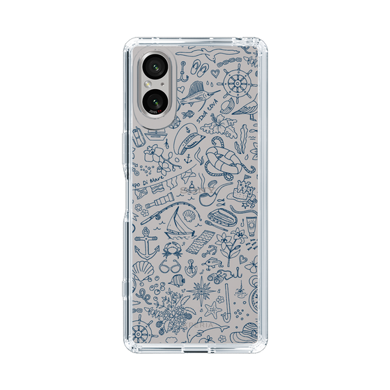 Slim Protection Case［ SINA COVA - Marine Line Art - Navy ］