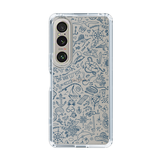 Slim Protection Case［ SINA COVA - Marine Line Art - Navy ］