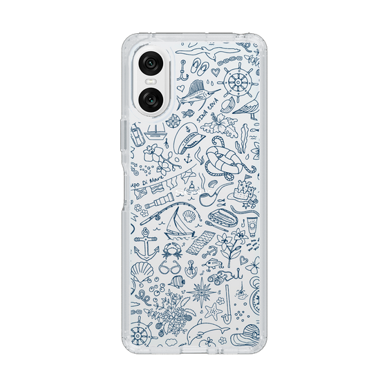Slim Protection Case［ SINA COVA - Marine Line Art - Navy ］