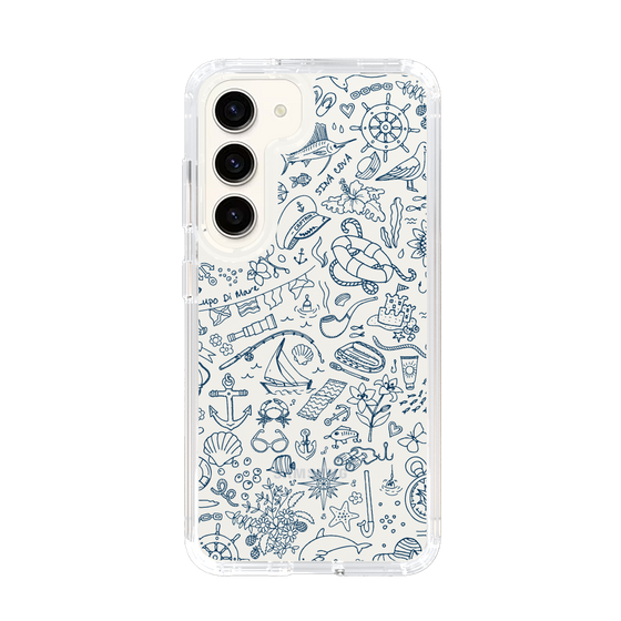Slim Protection Case［ SINA COVA - Marine Line Art - Navy ］