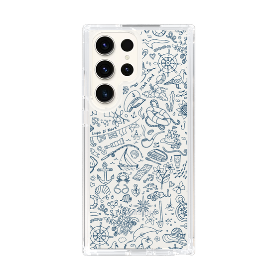 Slim Protection Case［ SINA COVA - Marine Line Art - Navy ］