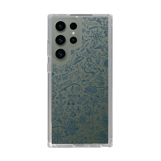 Slim Protection Case［ SINA COVA - Marine Line Art - Navy ］