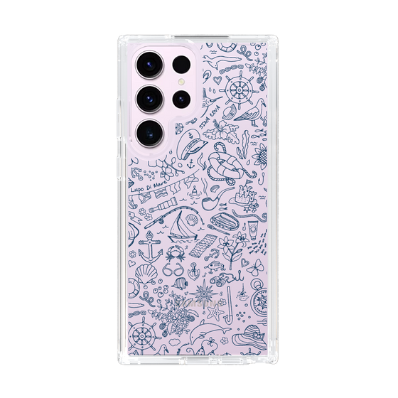 Slim Protection Case［ SINA COVA - Marine Line Art - Navy ］
