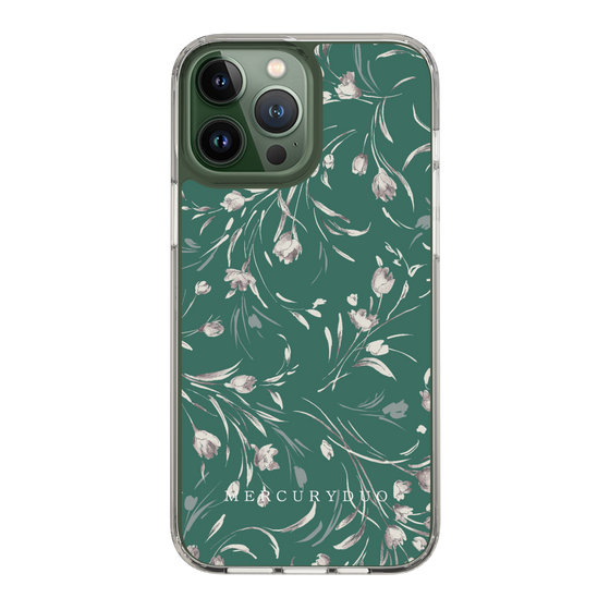 Slim Protection Case［ MERCURYDUO - BotanicalFlower - Green ］