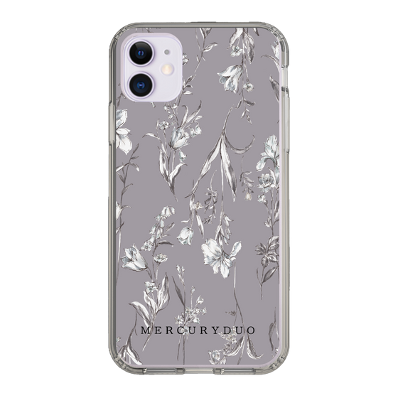 Slim Protection Case［ MERCURYDUO - BotanicalFlower - Grey ］
