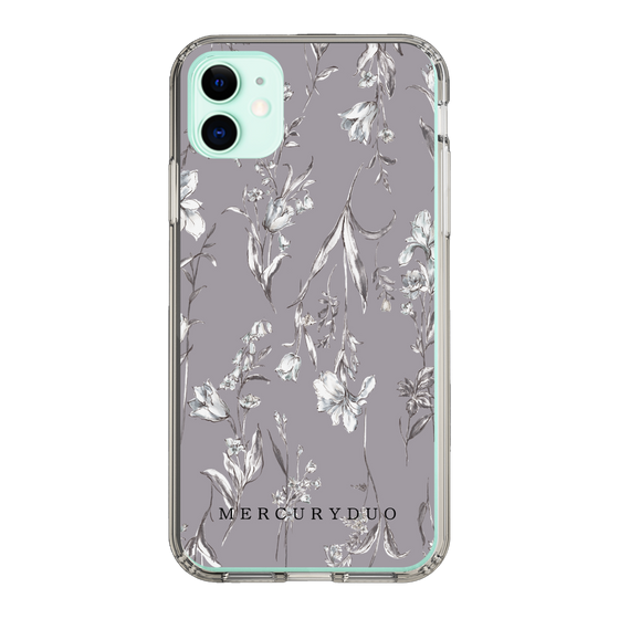 Slim Protection Case［ MERCURYDUO - BotanicalFlower - Grey ］