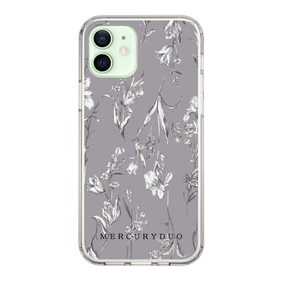 Slim Protection Case［ MERCURYDUO - BotanicalFlower - Grey ］