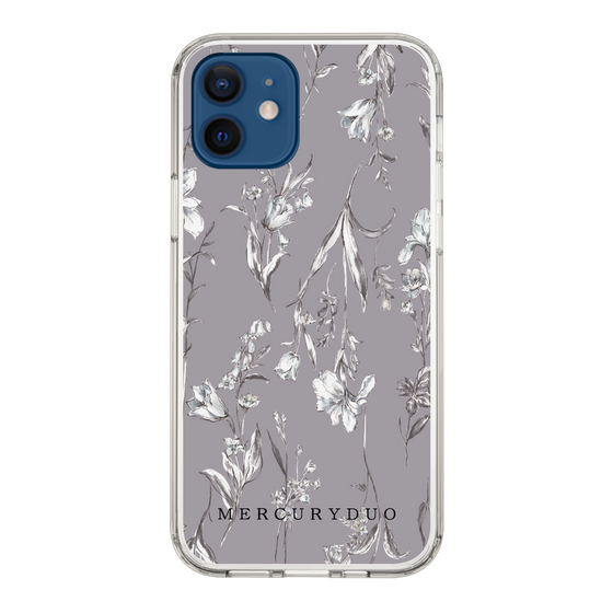 Slim Protection Case［ MERCURYDUO - BotanicalFlower - Grey ］