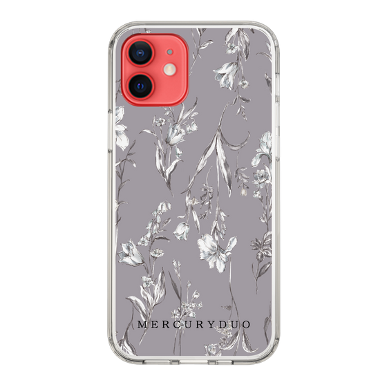 Slim Protection Case［ MERCURYDUO - BotanicalFlower - Grey ］