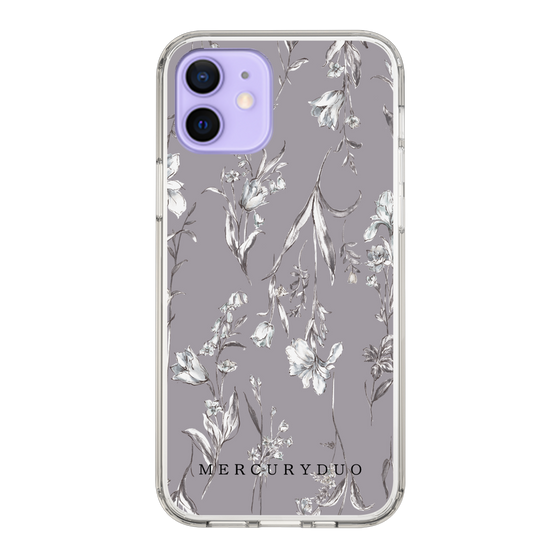 Slim Protection Case［ MERCURYDUO - BotanicalFlower - Grey ］