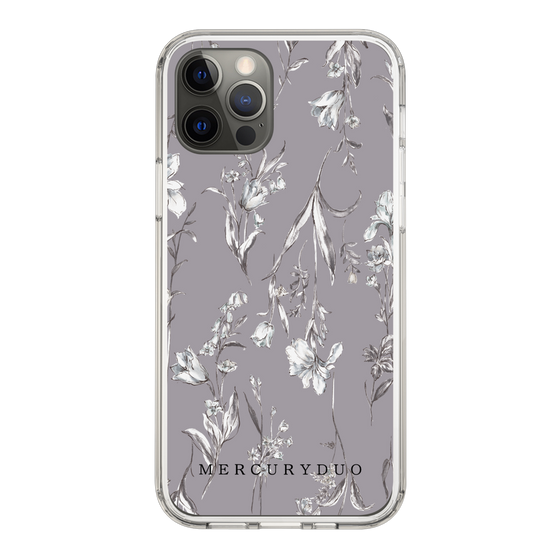 Slim Protection Case［ MERCURYDUO - BotanicalFlower - Grey ］