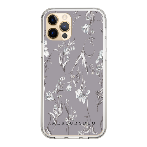 Slim Protection Case［ MERCURYDUO - BotanicalFlower - Grey ］