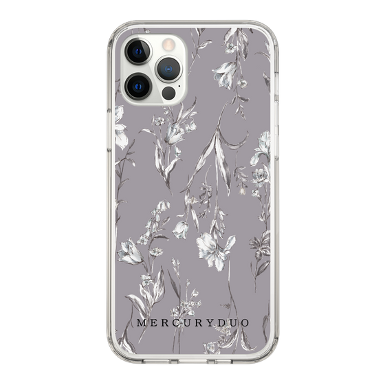 Slim Protection Case［ MERCURYDUO - BotanicalFlower - Grey ］